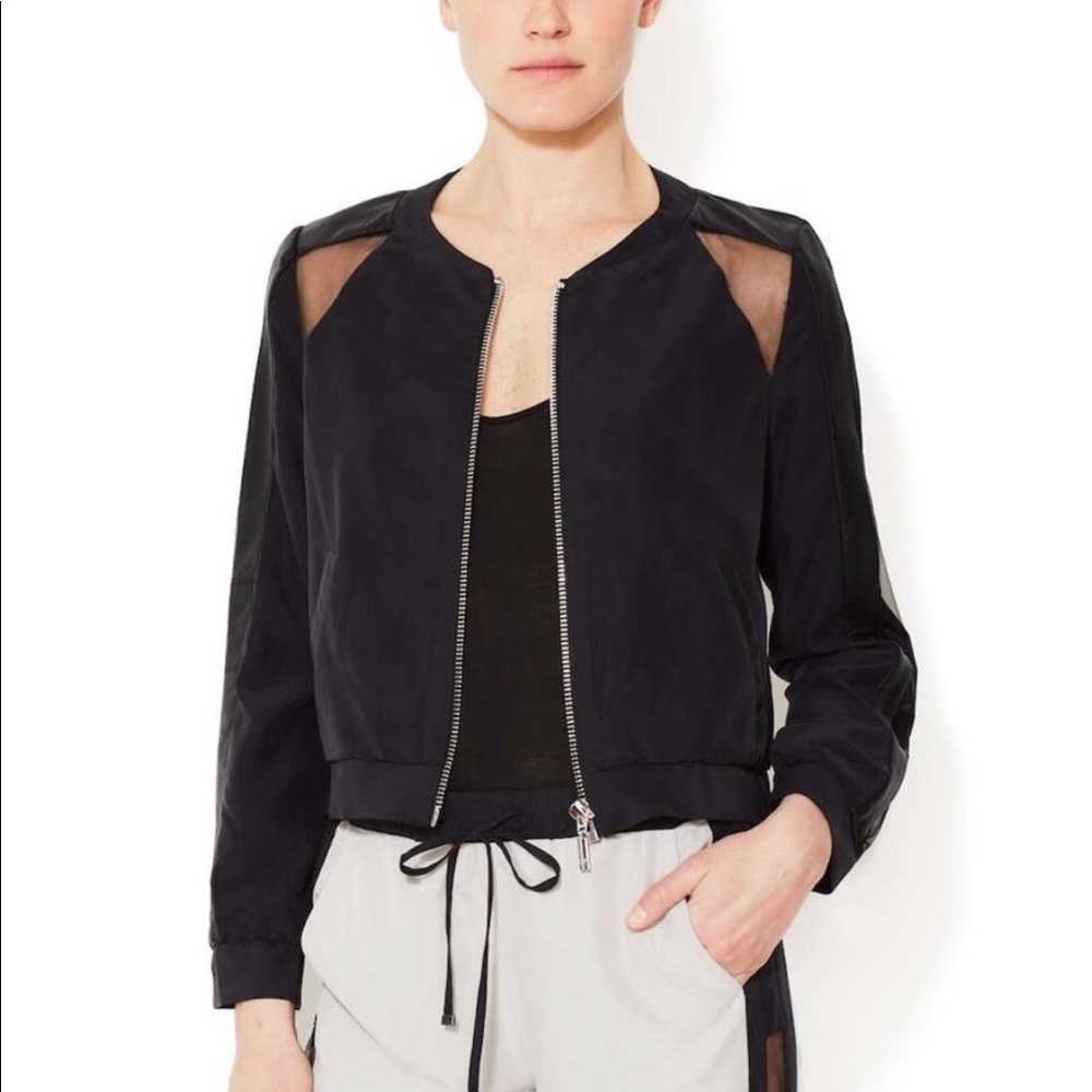 Stella & jamie leather trimmed bomber jacket